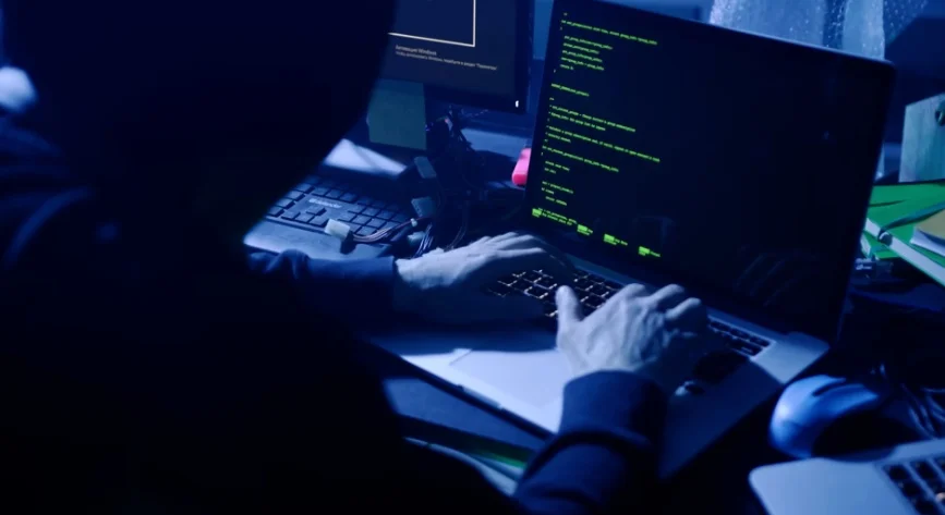 A shot from behind of a biker gang riding in a line.